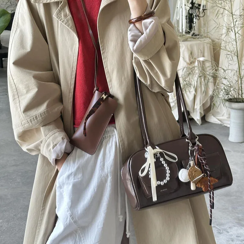 Autumn And Winter Japanese Korean Fashion Women'S Shoulder Bag Bowling Bag Leisure Large Capacity Handbag Pillow Bag