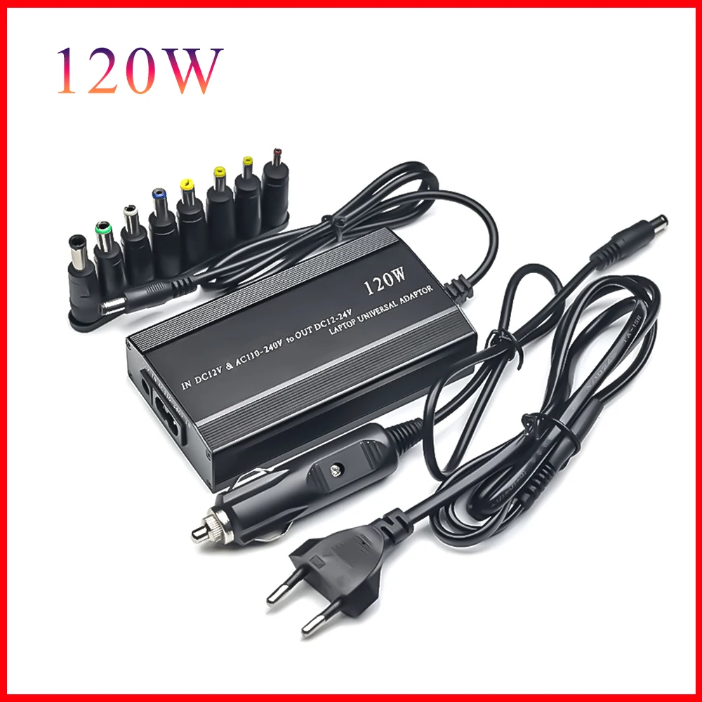 Adjustable 120W 220v 110v To 12V 15V 16V 18V 19V 20V 22V 24V Car Charger Universal AC DC Power Adapter Supply Usb Notebook