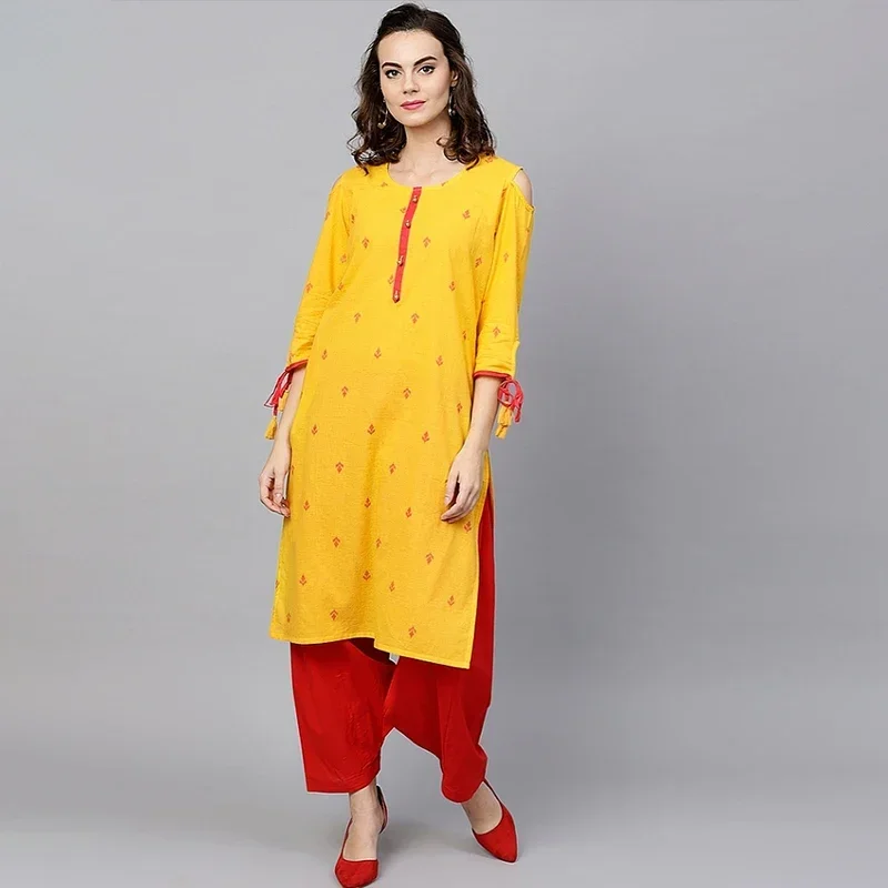 Indian Dress Cotton Kurta Long Kurti For Women Ladies Tradicional India pakistani Dress Roupa Indiana Costume Robe Indienne