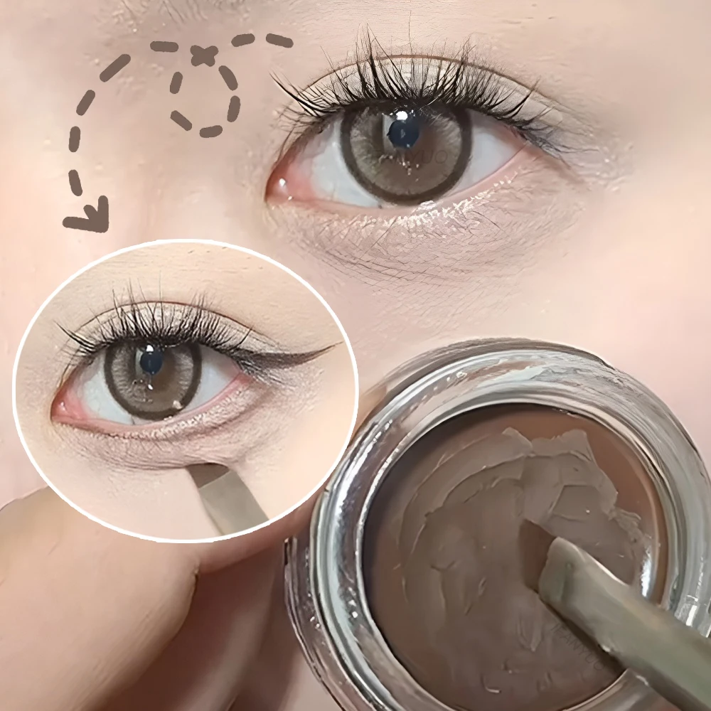 3-Color Eyeliner Eyebrow Gel Cream With Brush Waterproof Lasting Non Smudging Matte Red Brown Easy Wear 3 In 1 Korean Makeup