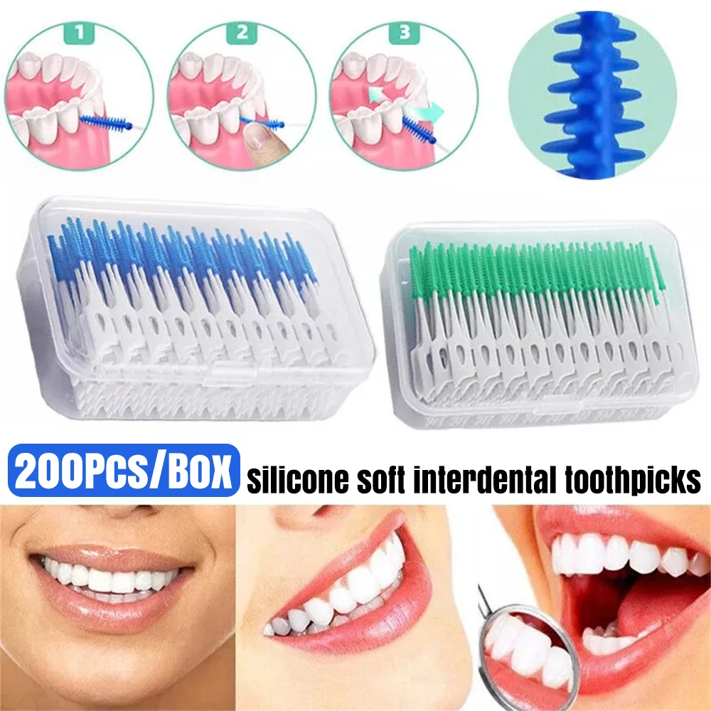 200x Interdental Sticks Dental Floss Teeth Tooth Toothpick Oral Care Clean Brush