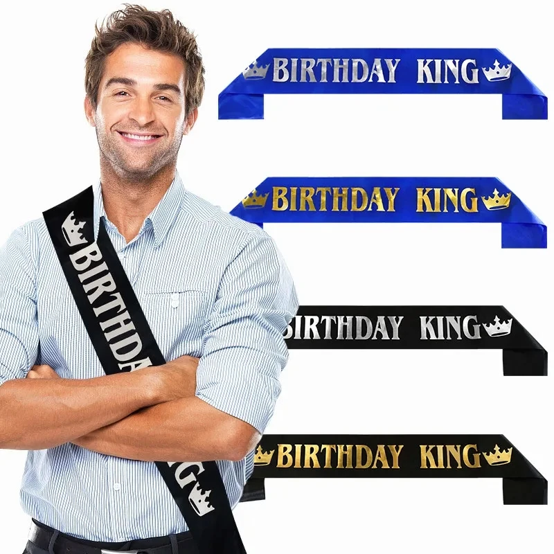 Birthday Sash for men, Birthday King Sash and Badge set,Birthday King Award Ribbon, Men's Birthday Party Decoration