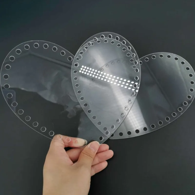 2pcs Heart-shaped Transparent Acrylic Board Knitted Bag Accessories Handmade DIY Crochet Bag Materials Supplies Shoulder Bag DIY