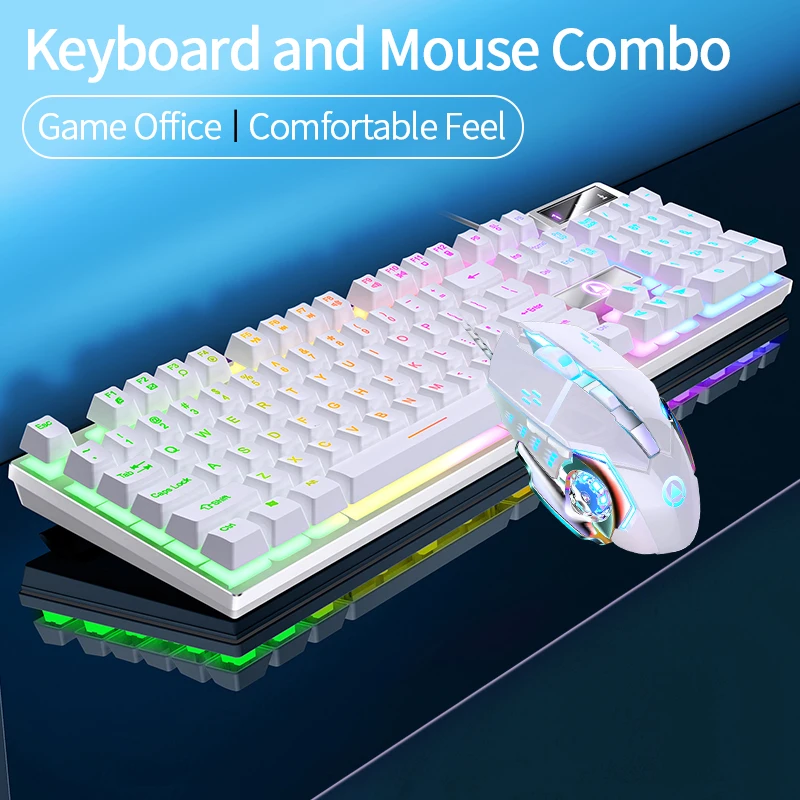 Wired Backlit Keyboard and Mouse Combo USB Ergonomic Mechanical Feel Gaming Office Keyboard Mouse Set for Desktop Laptop PC Home