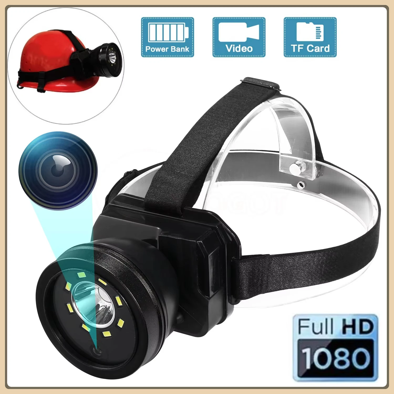 1080P Full HD Headlight DV Mini Action Camera Portable Headlamp Video Recorder Loop 2 LED Built-in 4000mA USB IPX4 Waterproof