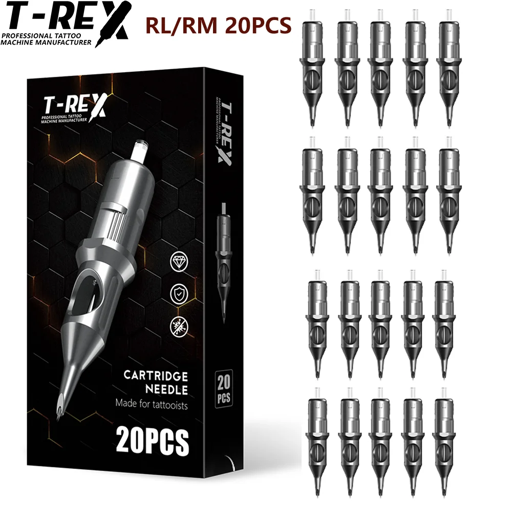 T-Rex 20Pcs Tattoo Cartridge Needles RL/RM Cartridge Needle Disposable Sterilized Safety Makeup Tattoo Supplies Tattoo Needles