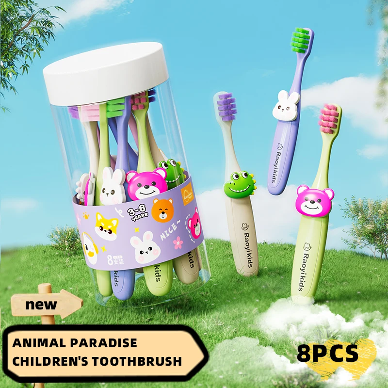 Animal Pattern Cartoon Toothbrush Kidsren's Toothbrush Soft Bristles 2-3-4-5-6 Years Old Baby Infant Dental Oral Care Training Toothbrush Soft Bristles Tooth Cleaning and Gum Protection Kidsren's Oral Care Manual Toothbrush Family Oral Cleaning Tool