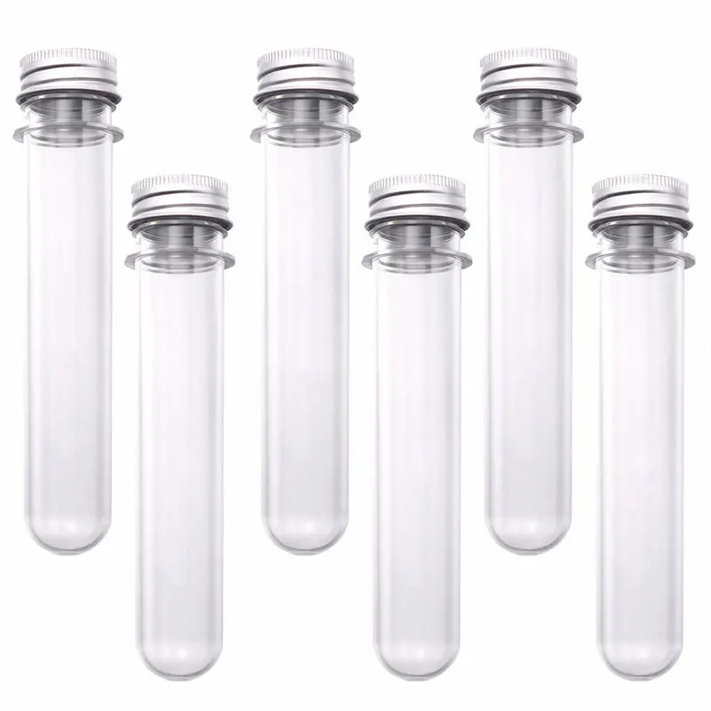 6Pcs 40ml PET Bottle Plastic Test Tube With Screw Cap Aluminum Cap Packing Tube