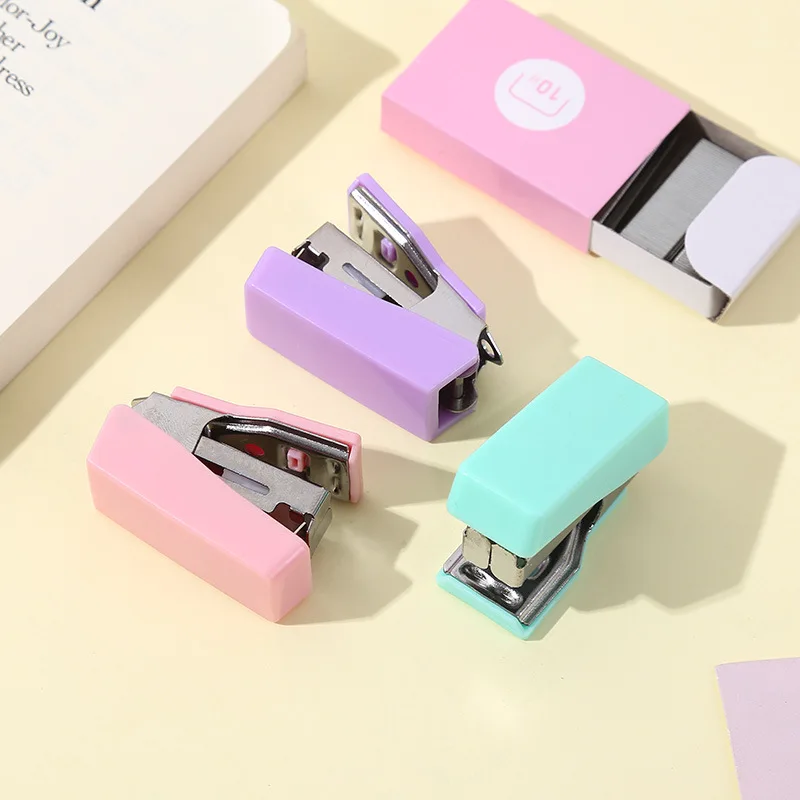 Compact Metal Mini Stapler Set Includes 500 Staples for Paper Binding School Office Supplies Cute Portable Stationery Kit
