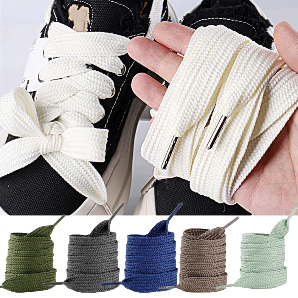 1 Pair Shoelaces Flat Thicken Weave Craft Off 2cm Wide Black White Shoe Laces High-top Sneaker Canvas Shoelace Accessories