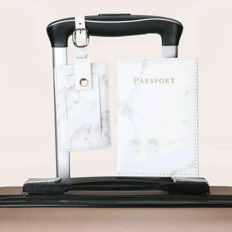 Fashion Women Men Passport Cover Pu Leather Marble Style Travel ID Credit Card Passport Holder Packet Wallet Purse Bags Pouch