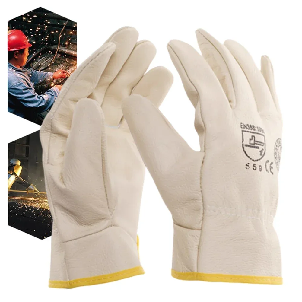 Cowhide Welding Gloves Tool Leather Heat-Resistant Work Safety Gloves Machinery Flame Retardant Protective Mittens Workplace