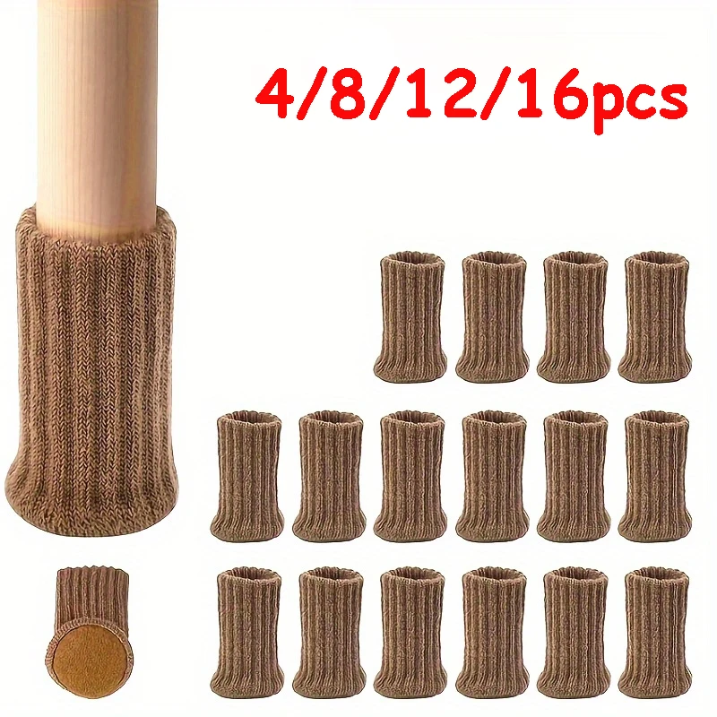 4/16Pcs Chair Legs Socks Knitted Furniture Feet Floor Protectors Anti-slip Pads Silent Thicken Table Chair Leg Socks Covers