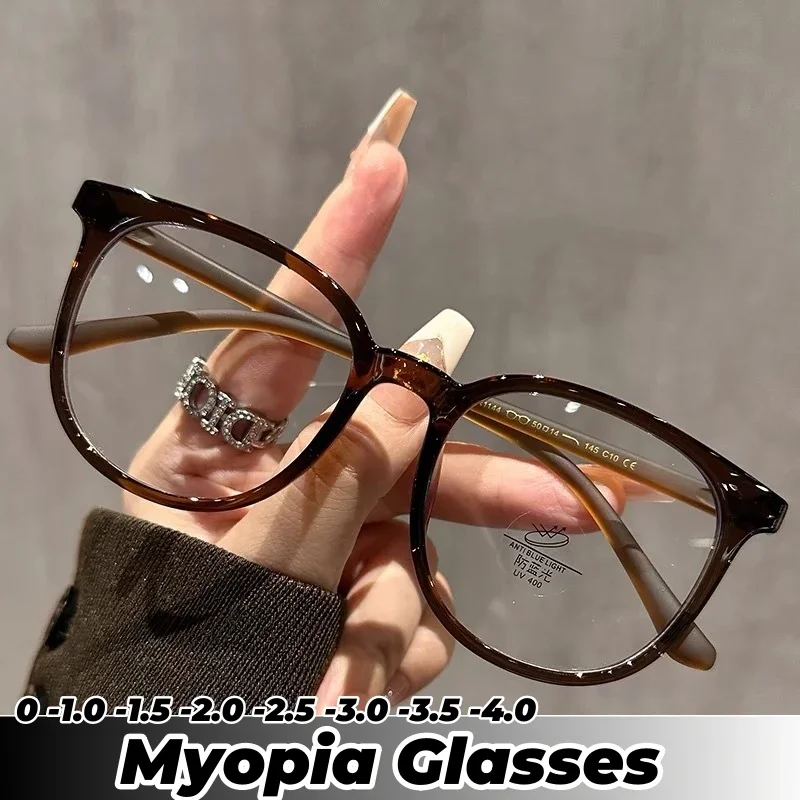 Ultralight Women Short-sighted Eyewear Unisex Round Myopia Glasses Blue Light Minus Diopter Eyeglasses Retro Clear Lens Glasses