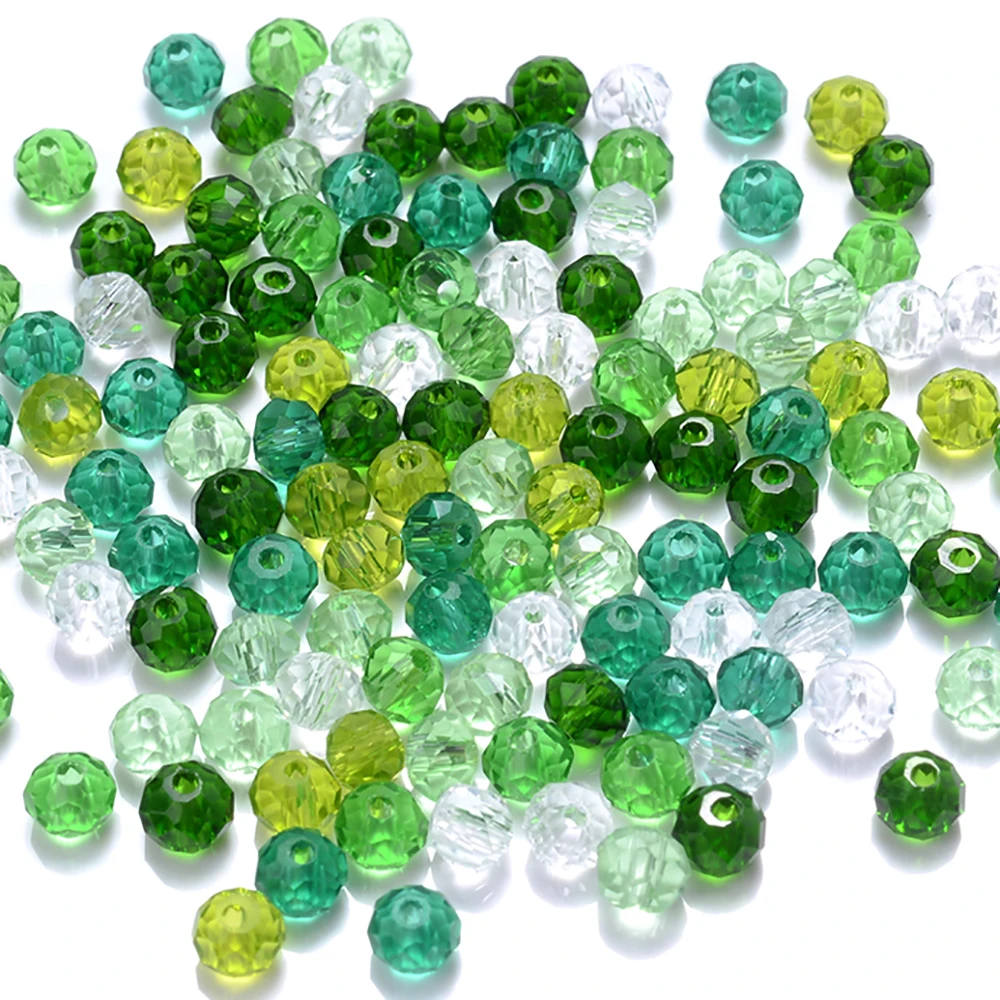Cicifu Mix Green 3/4/6mm 40/120pcs Rondelle Austria Faceted Crystal Glass Beads Round Loose Beads for Jewelry Making Finding