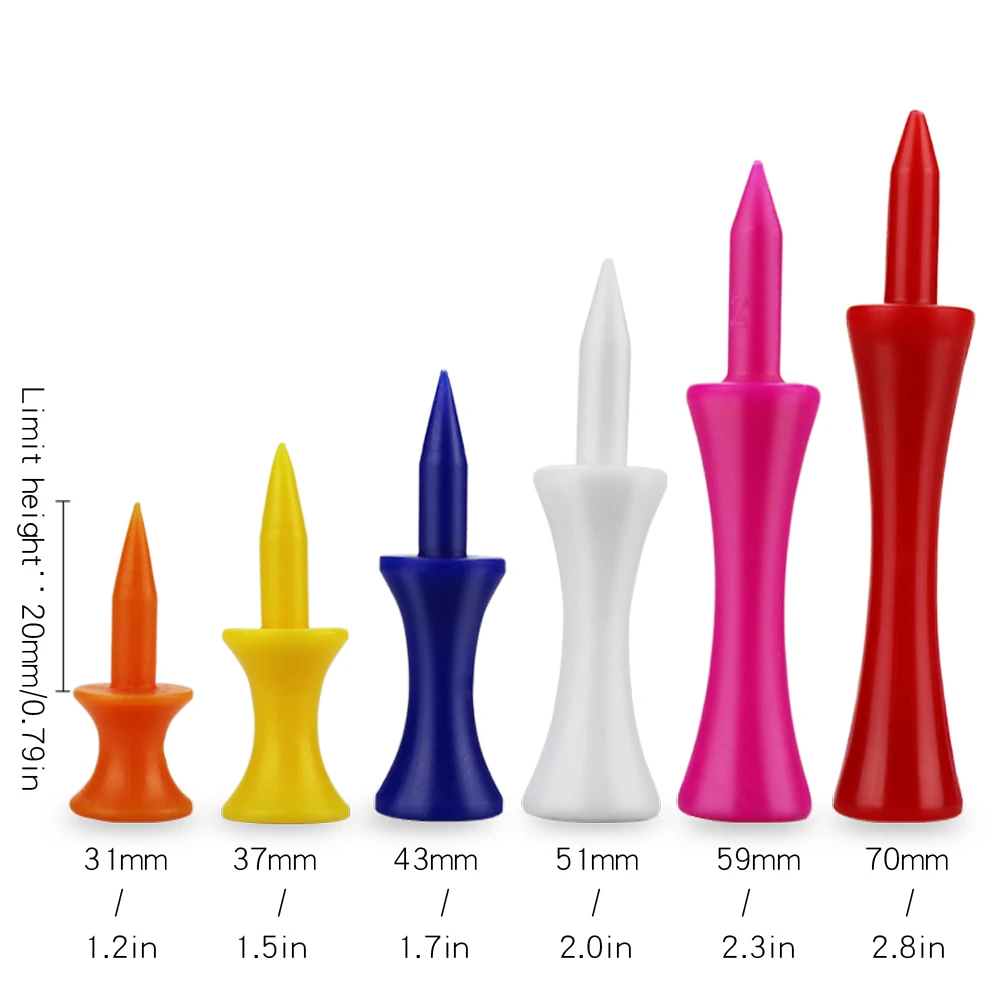 Plastic Golf Tee Pack 50/100 Pcs Step Down Golf Tees Colorful For All Over Sized Driver Irons Hybrids Longer Distance Drop Ship