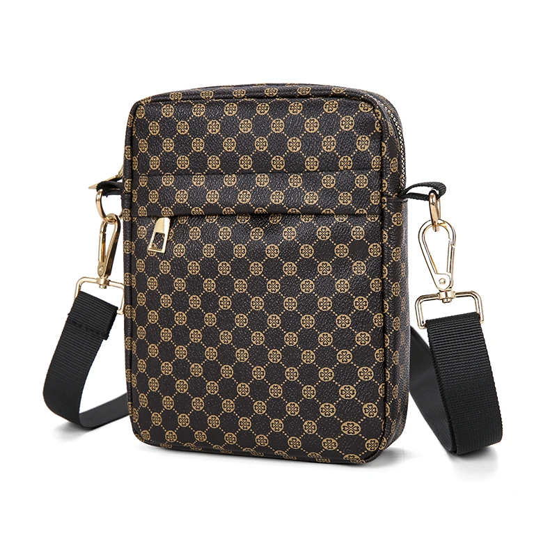 Fashion Printing Men's Phone Bag PU Leather Man Small Pouch Crossbody Shoulder Bag Vintage Style Men Mini Shoulder Bag Bolsa Sac