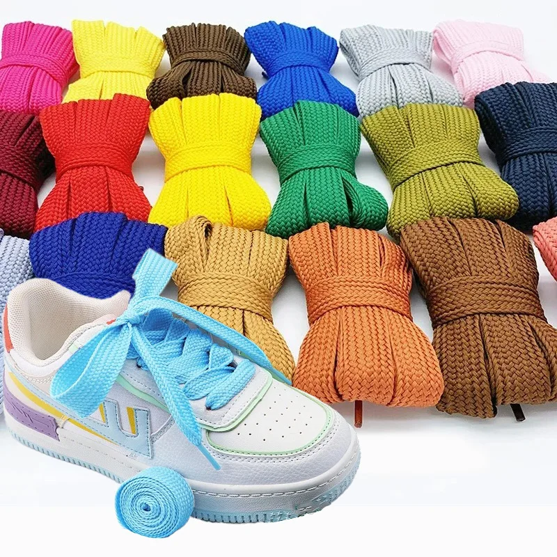1Pair 2CM New Fashionable Cotton Rope Flat Shoelaces Casual Sneakers Classic Shoelace Men Women Fashion Shoes Accessories