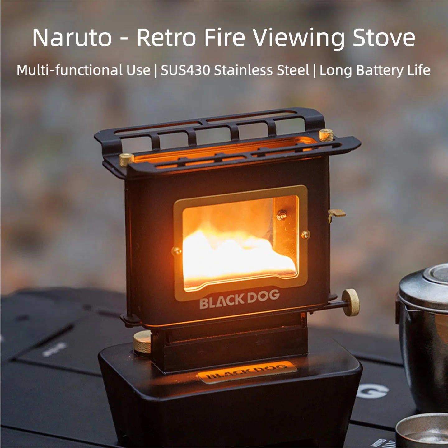 BLACKDOG Fireplace Mini Desktop Ornamental Heater Outdoor Retro Tea-Brewing Stove Kerosene Lamp