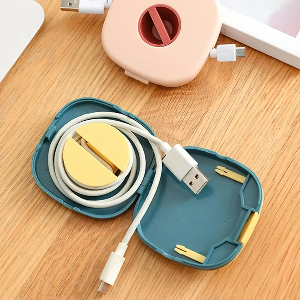 Portable Round USB Cable Winder Small Cable Organizer Rotating Data Cable Organizer Mobile Phone Mobile Charging Cable Winder