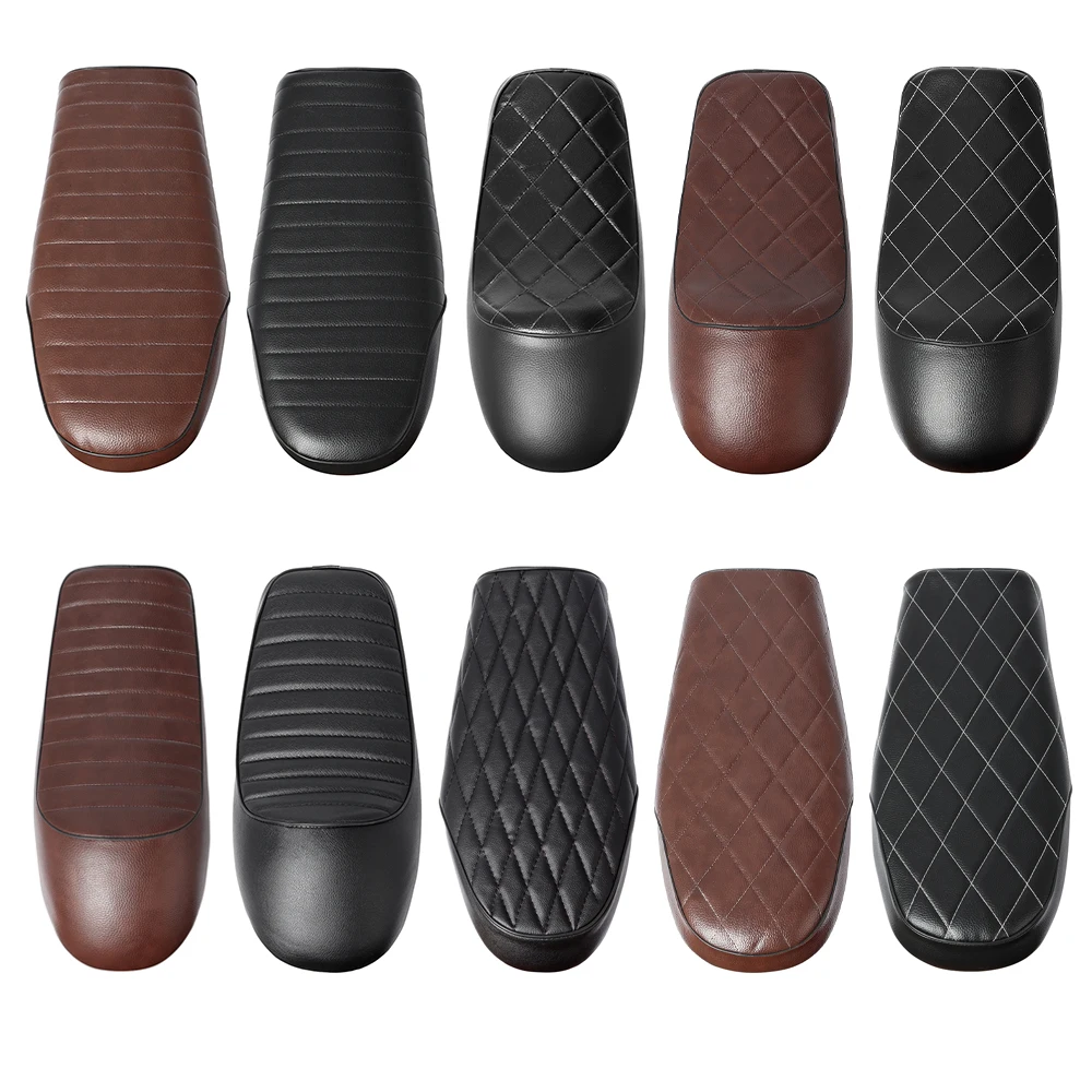 Motorcycle Cafe Racer Vintage Replacement Hump Saddle Seat PU Leather Refit Flat Saddle Cushion For Yamaha Kawasaki Honda CG125