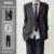 Three-piece suit [black + white shirt + black trousers] comes with a red tie [high quality]