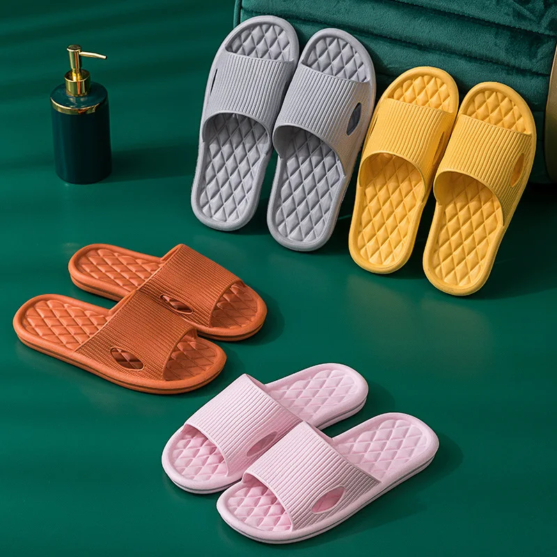 Summer Women Fashion Light Home Slippers Men Indoor Soft Solid Color Sandals Couples Concise Bathroom Flip Flops New House Shoes