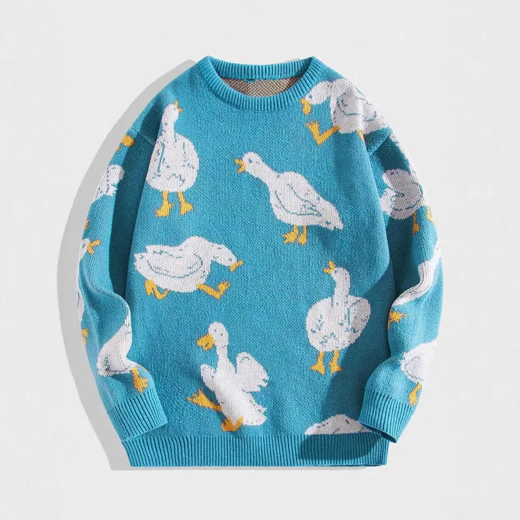 Loose Fit Street Style round Neck Knitted Sweater Hoodie for Couples Autumn Winter New Arrival Breathable Polyester Fiber