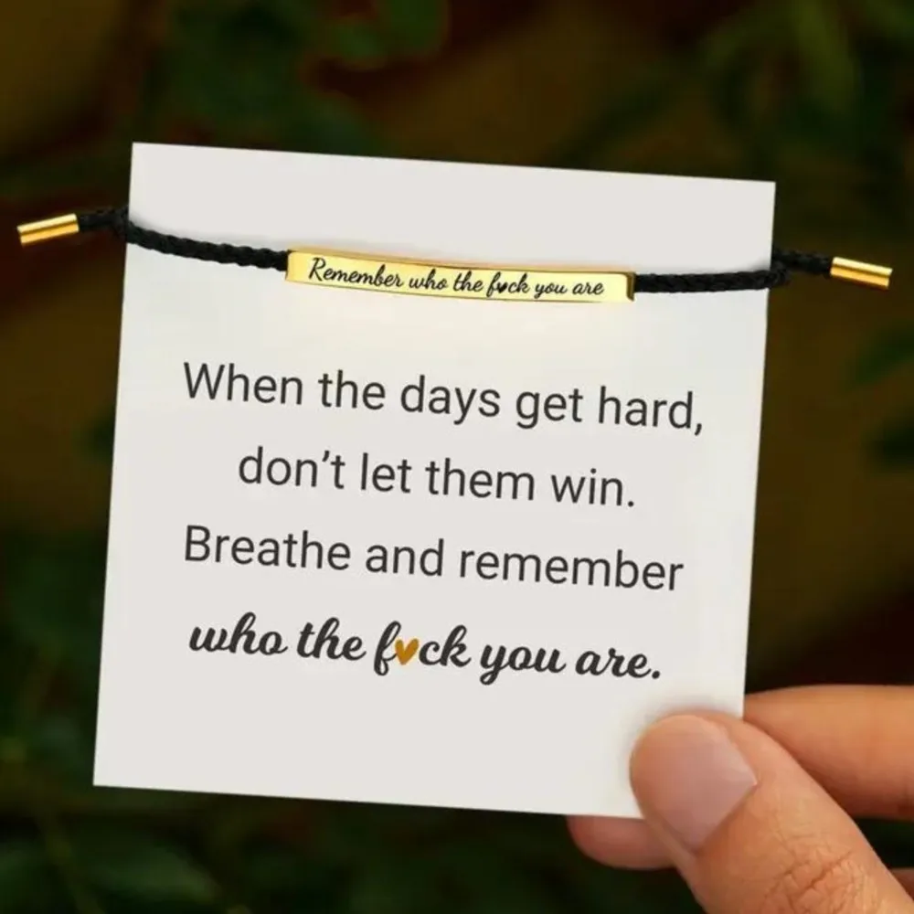 Stainless Steel Engraved Letter Inspire Remember who the F you are Bracelert for Women Unique Design Bracelert Jewelry Gifts