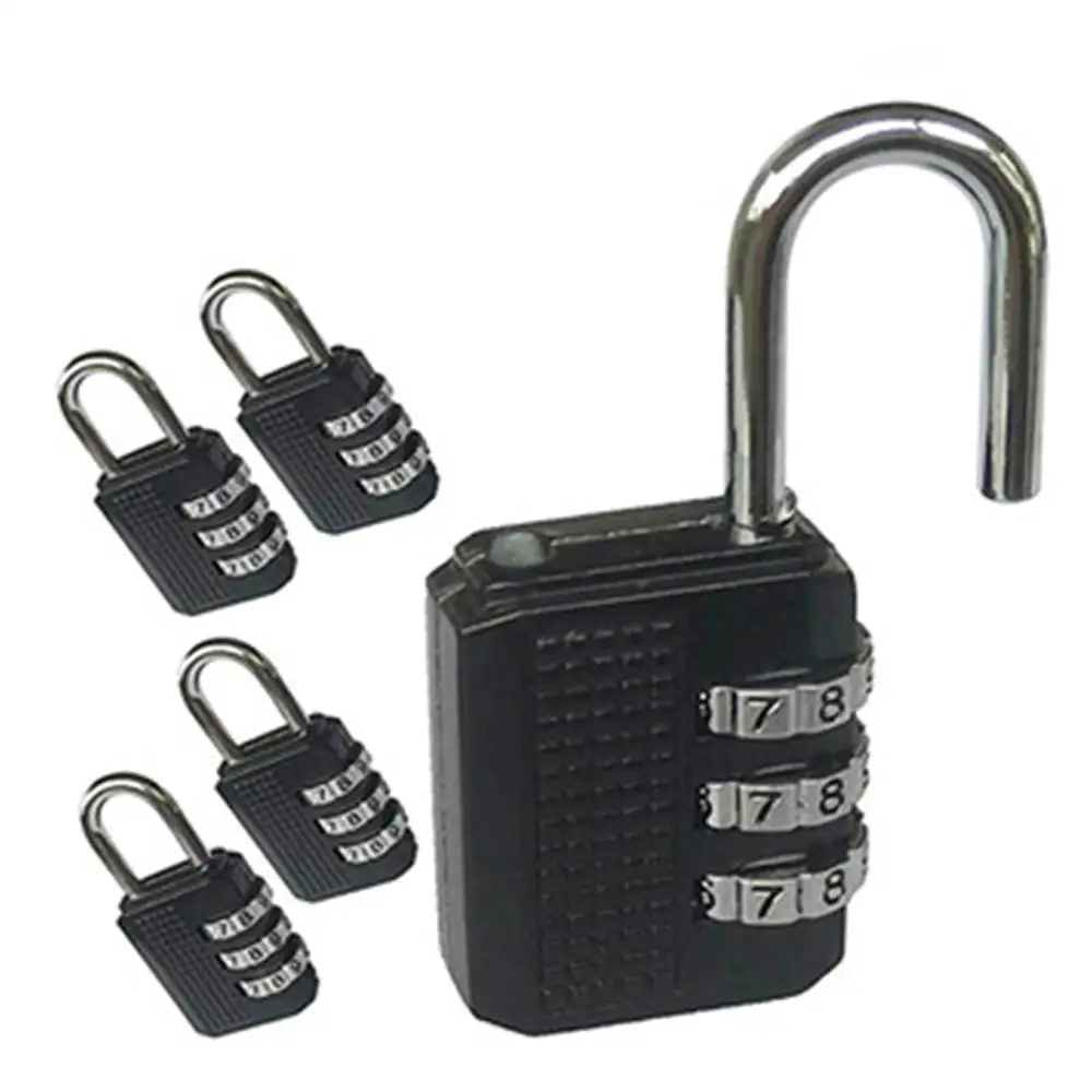 3 Digit Resettable Combination Padlock Luggage Case Padlock Box Black Lock Coded Lock School Gym Locker Sheds 2022