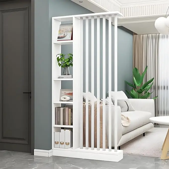 Room Divider with Shelves, Entrance Hall Partition Screen Column Floor to Ceiling - Freestanding Room Divider with Storage Shelf