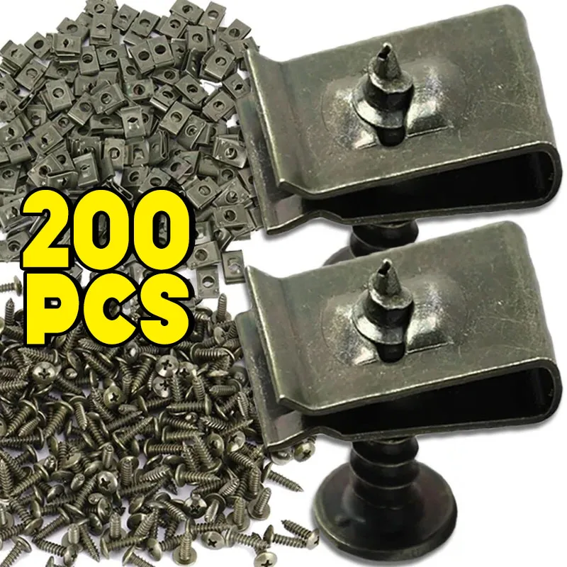 Car Self-tapping Screw Fasteners Auto Metal U-shaped Spacers Self-Tapping Screws Kit Car Motorcycle Modification Accessories