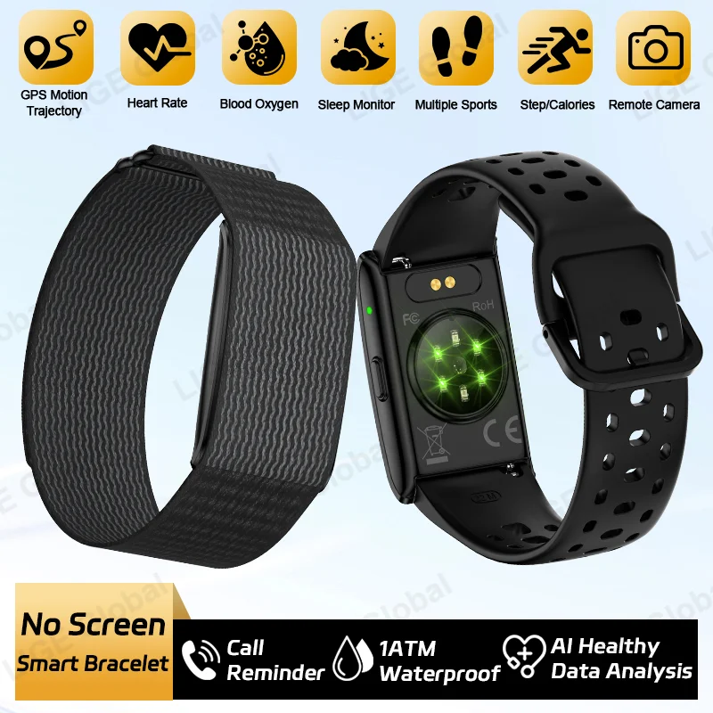 LIGE GPS Sports Fitness Smart Bracelet AI Healthy Analysis HRV Blood Pressure Call Reminder Smartwatch Pedometer Electronic Band