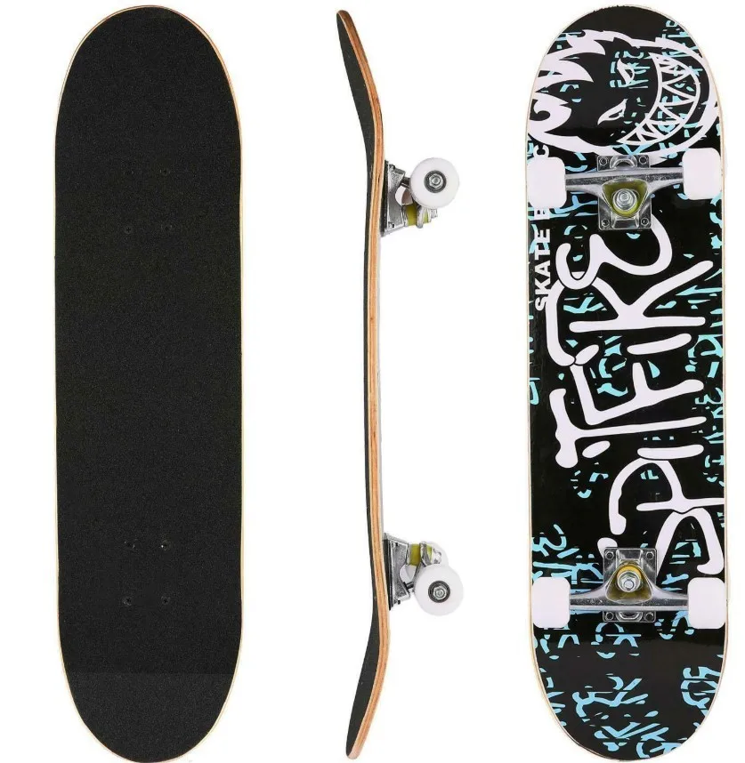 Full Skateboard roll board universal adult maple wood and PU wheels letter pattern