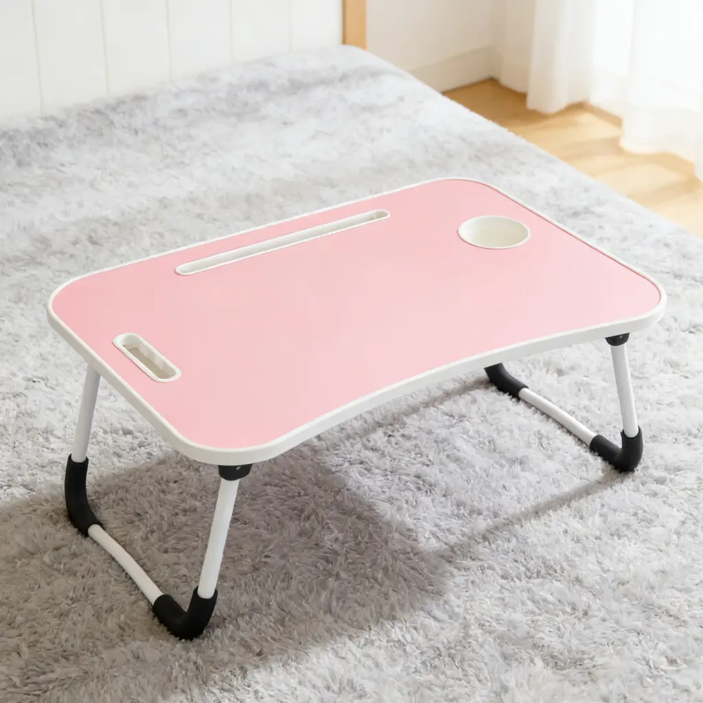 Foldable Laptop Table Bed Desk Portable Stand Notebook Table with Cup Slot for Home Office