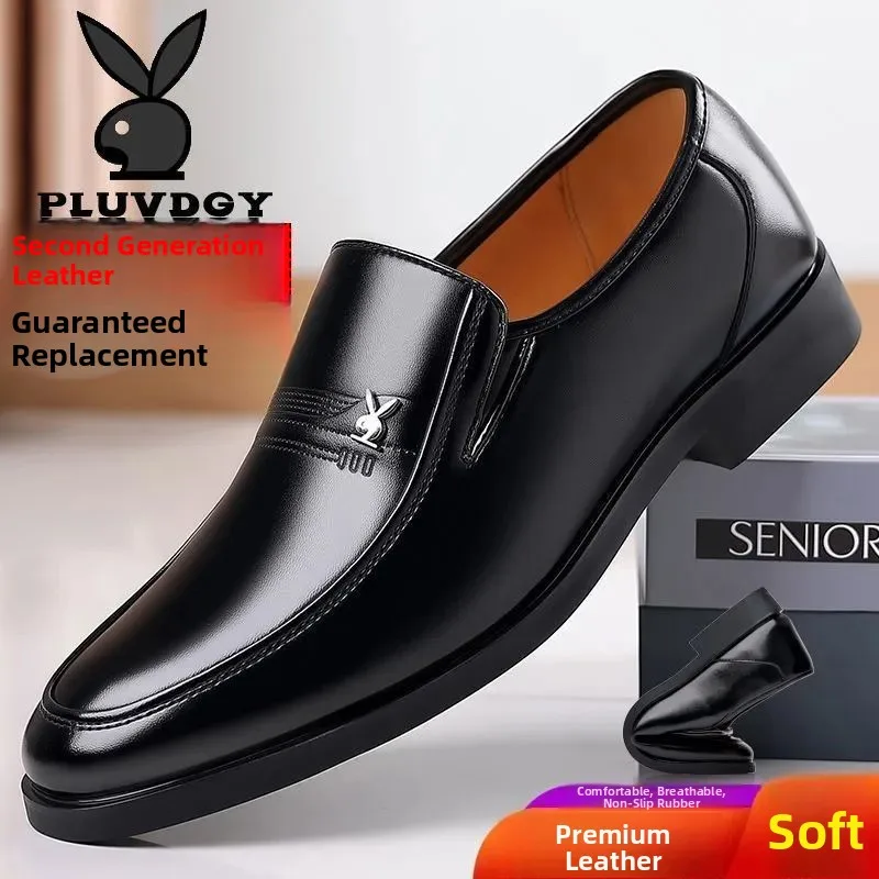 Genuine Leather Men's Shoes Soft Bottom Casual Fashionable Youth Shoes Waterproof Anti-slip round Toe Spring Season Shoes