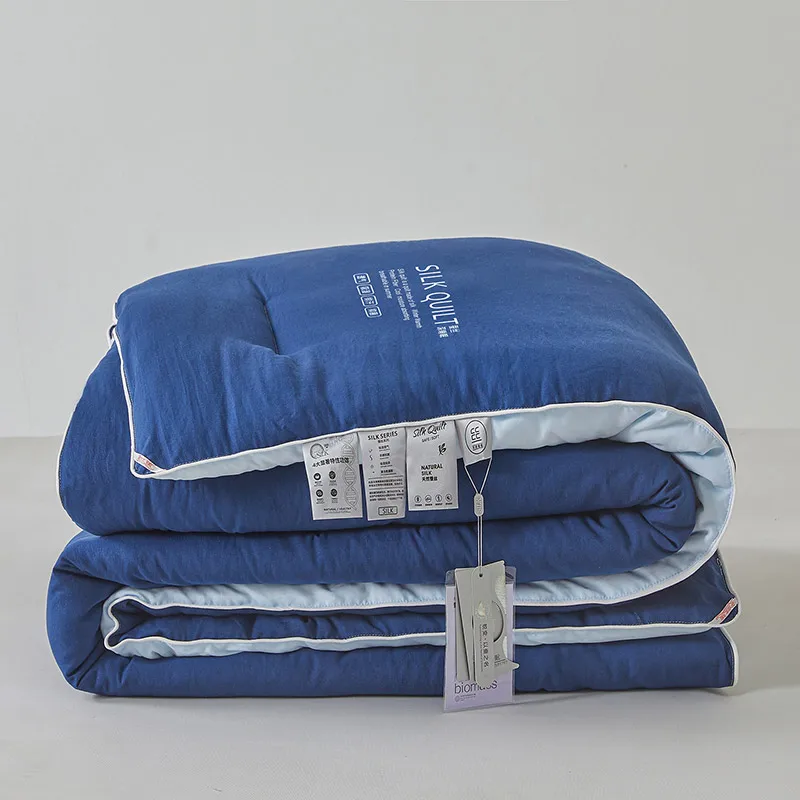 Natural Silk Quilt 100% Mulberry Silk Luxury Soft Quilts for All Season Temperature Control Comforter Reversible Bed Blanket