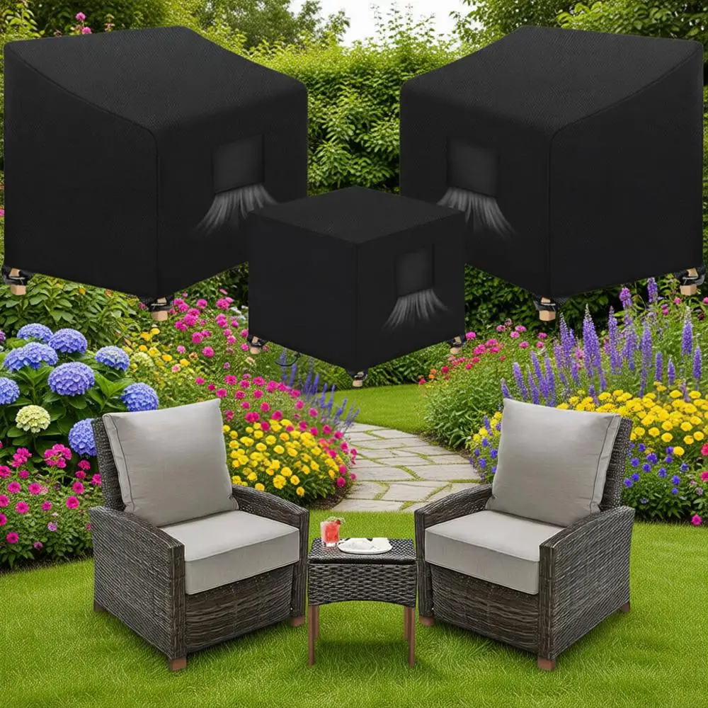 3 Piece Outdoor Patio Garden Furniture Cover Set with 420D Durable and Water Resistant Fabric, Suitable for Wicker Patio Furnitu