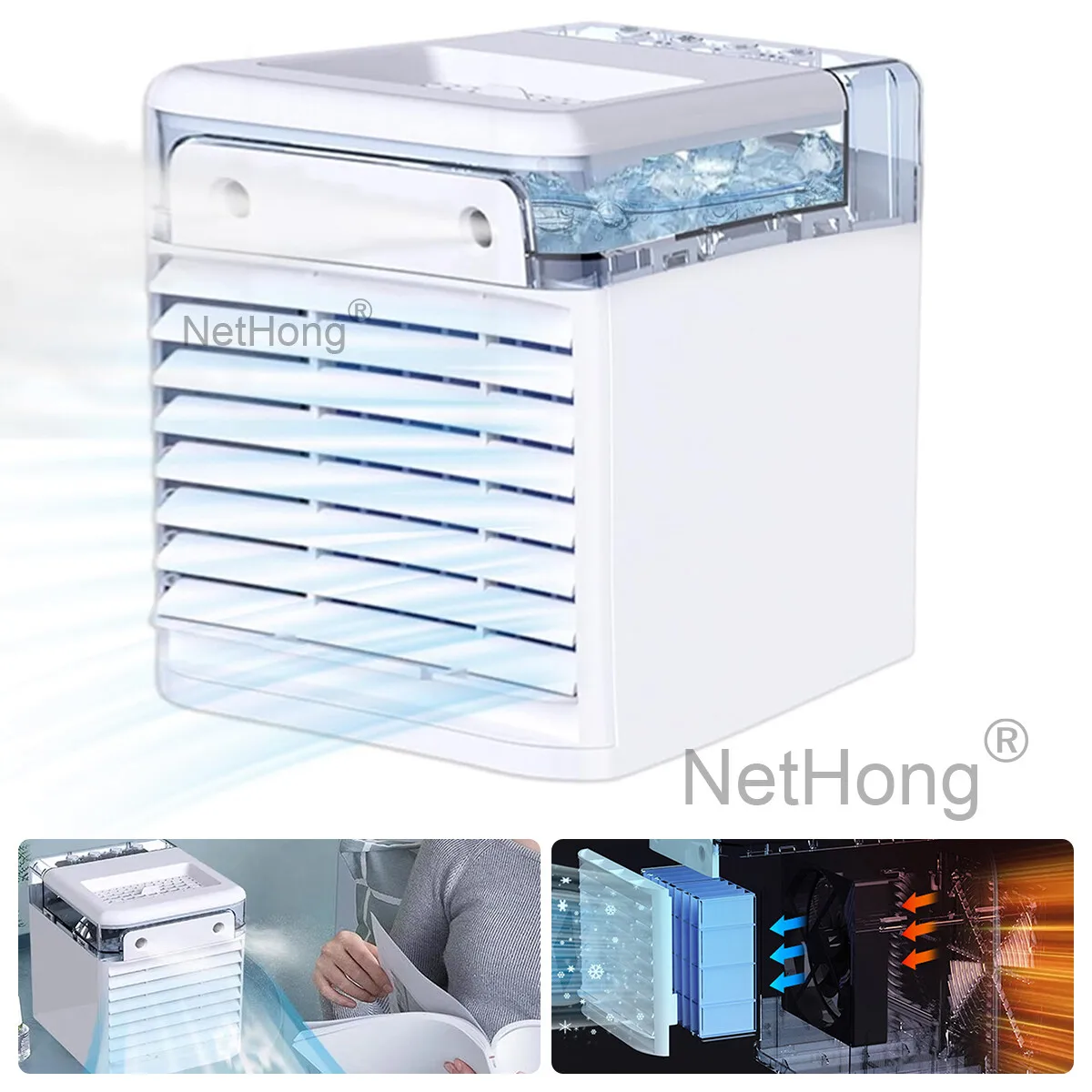 Portable Air Conditioner Air Cooler Mini Fan 3 Speeds USB Air Conditioner