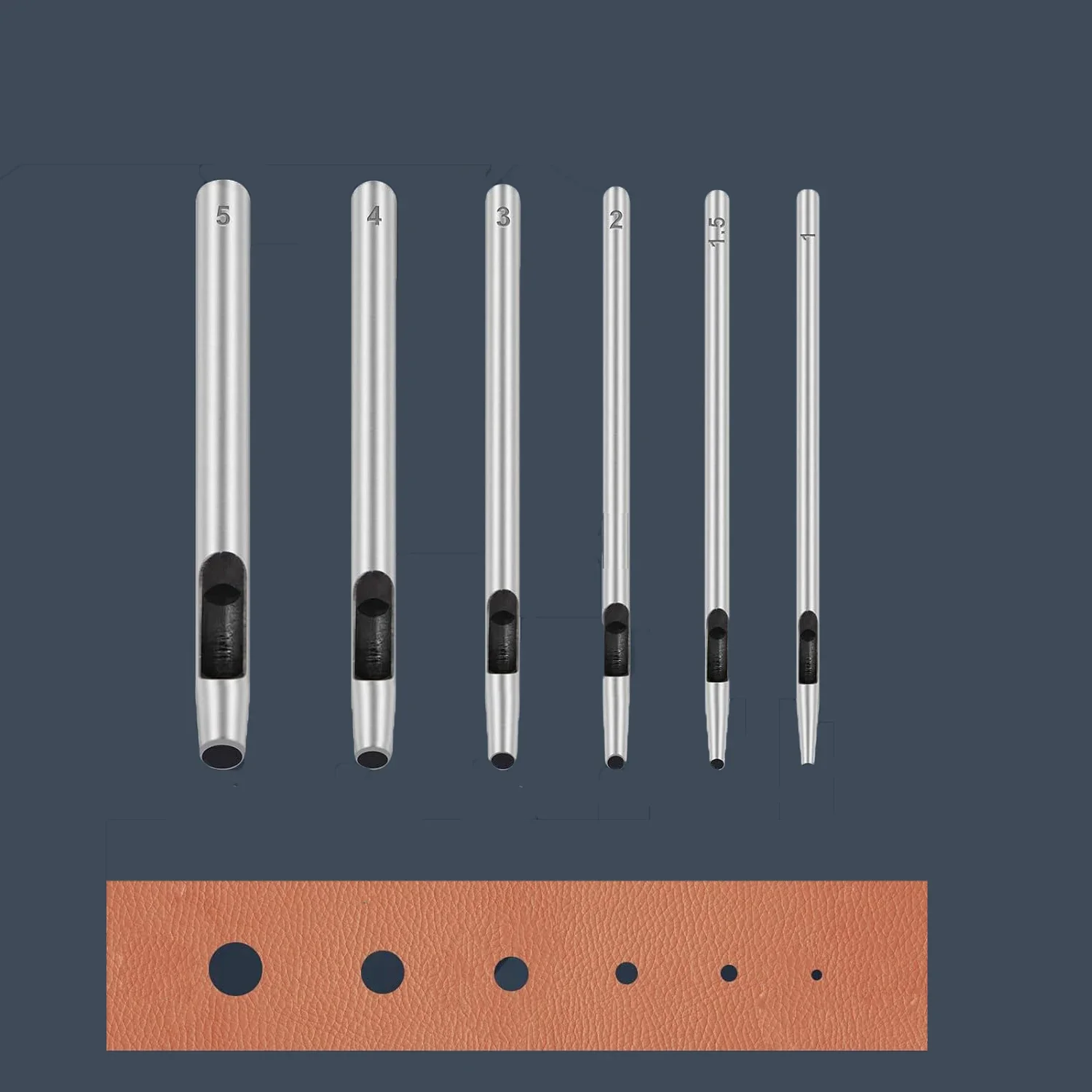 6pcs Leather Hole Punching Tools Steel Hollow Round Hole Puncher - Sharp, Durable Round Cutters For Watch Bands, Belt, Paper