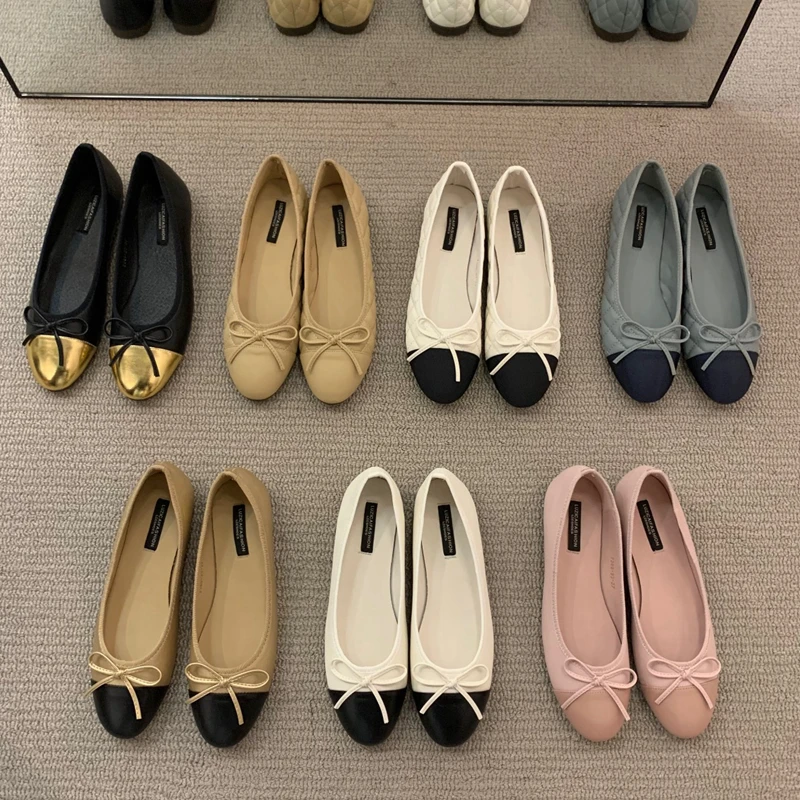 2022 Autumn Flat Heel Women Ballerina Shoes Fashion Mix Color Shallow Slio On Soft Ballet Shoes Casual Outdoor Dress Female Loaf