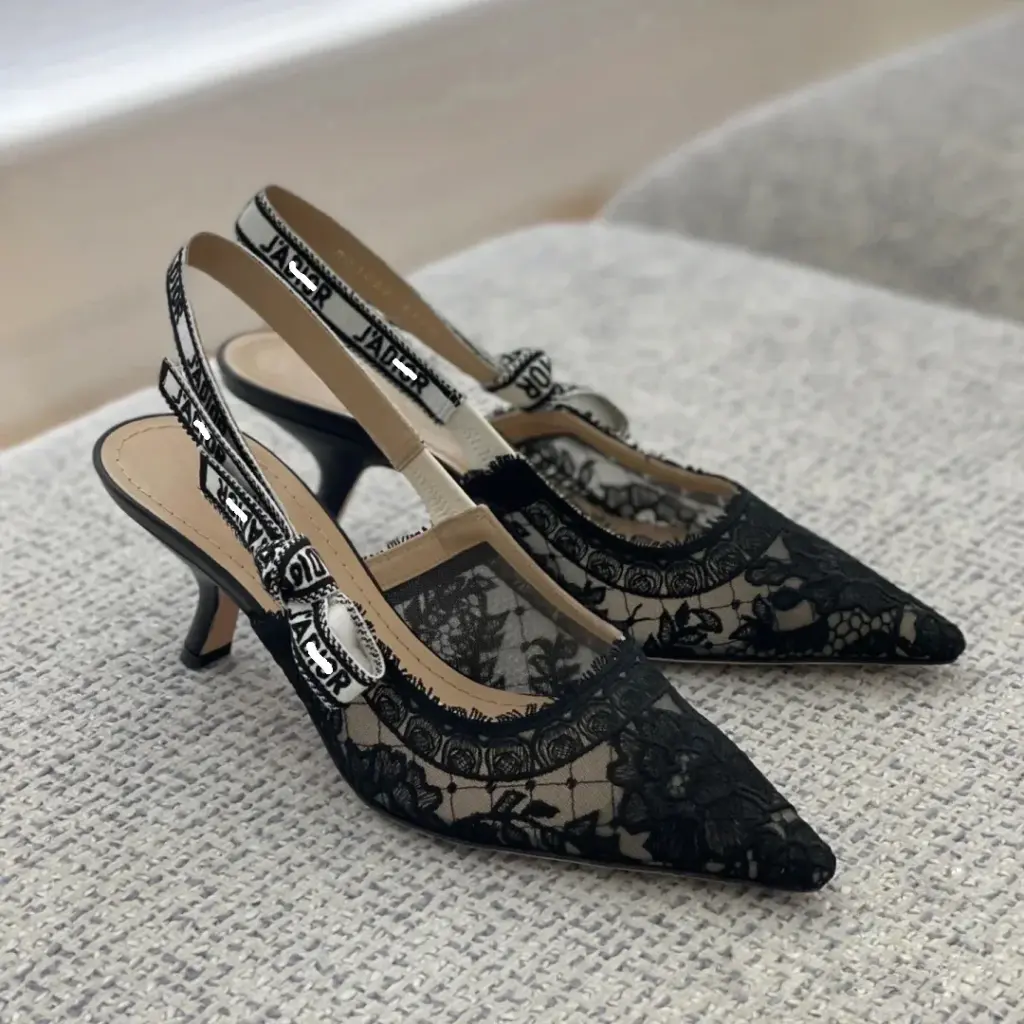 Women's Lace Tassel Letter Sandals Butterfly Knot Pointed Toe Cat Heel Transparent Sexy High Heels Summer New Home Style