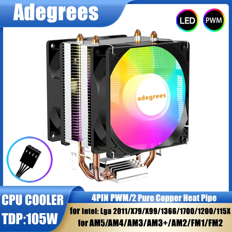 X99 RGB CPU air-cooled Cooler 3PIN/4PIN PC Processor Radiator For Intel LGA 1151 1155 1200 X99 1700 2011 AM5 AM3 AM4 Ventilador