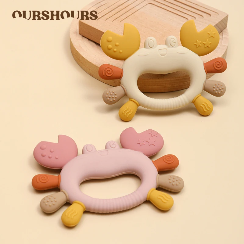 Cute Crab-Shaped Baby Silicone Teething Toys Newborn Gifts Easy to Grip Infants Chewing Toy Teether BPA Free Babies Accessories