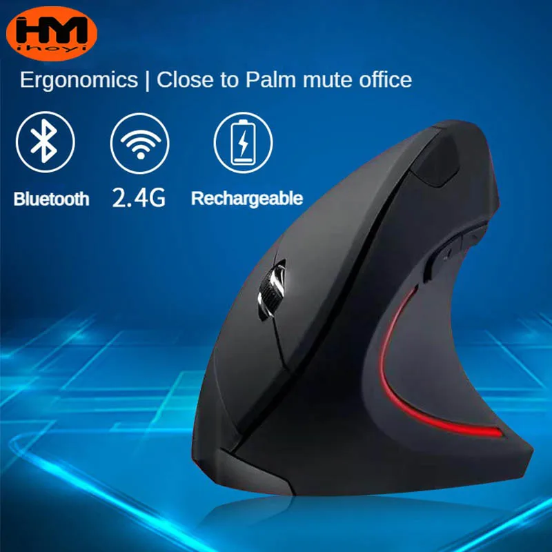 Original ihoyi Wireless Mouse Vertical Wired USB Mouse Ergonomic Luminous 2.4G Mute Photoelectric Bluetooth Game Mouse