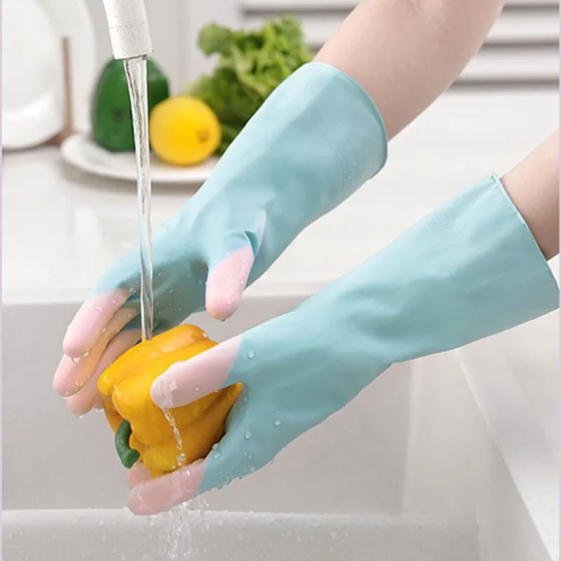 Rubber Latex Household Gloves Durable Washing Gloves Kitchen Cleaning Thickened Waterproof Household Gloves #4293