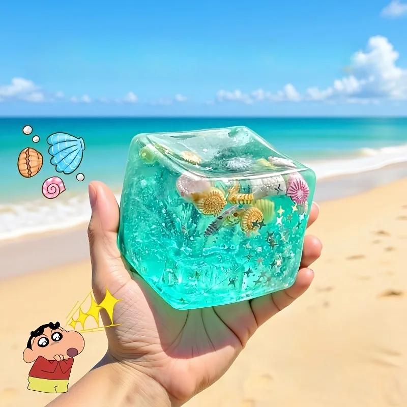 Squishy Maltose Cubes Fidget Toy Super Soft Transparent Star Squeeze Toy Ocean Sensory Anti-stress Toy for Friend Christmas Gift