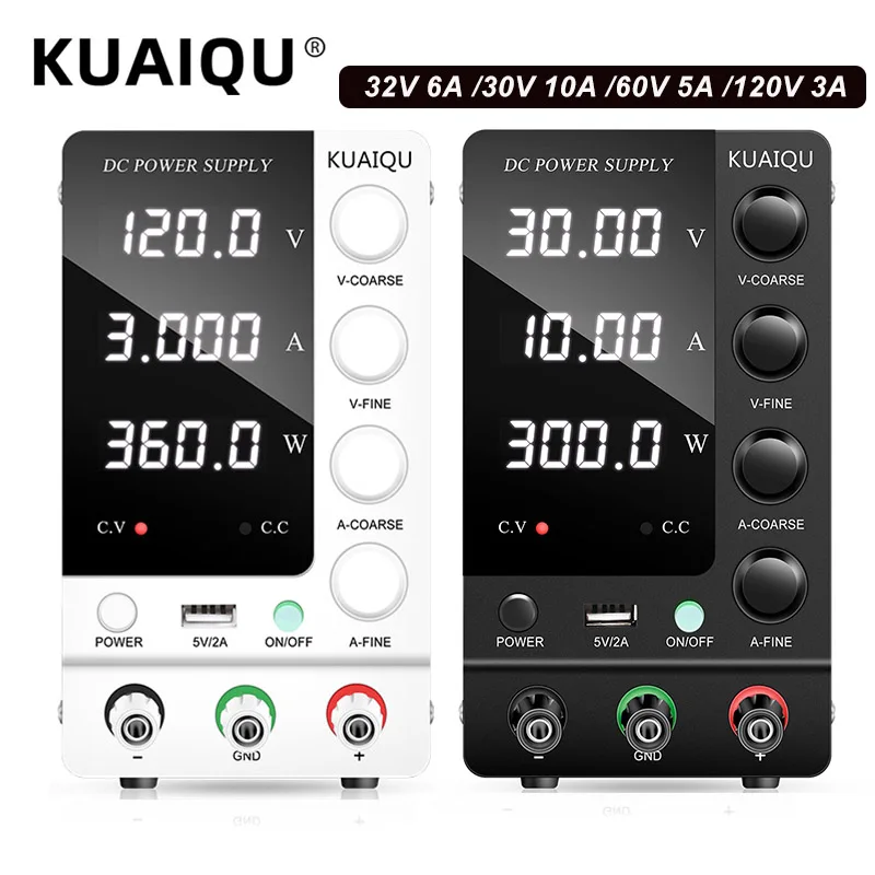 KUAIQU Adjustable Switching DC Power Supply 30V 10A 6A Lab Bench Power Supply 60V 5A 120V 3A Output Preset Current 20A 30A 60A