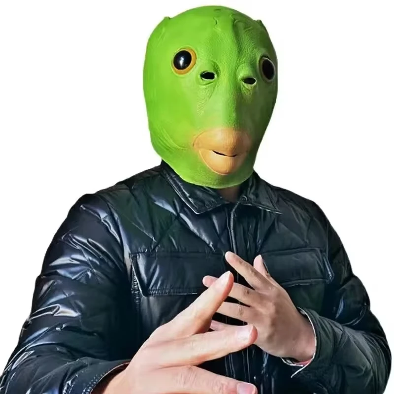 Green Fish Head Mask Toy Sand Sculpture Play Strange Green Fish Head Cover