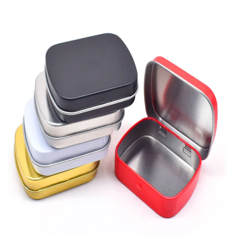 1Pcs New Square Tin Storage Boxes Small Metal Storage Box Silver Jewelry Keys Coins Metal Box Tin Wedding Candy Storage Tin Can